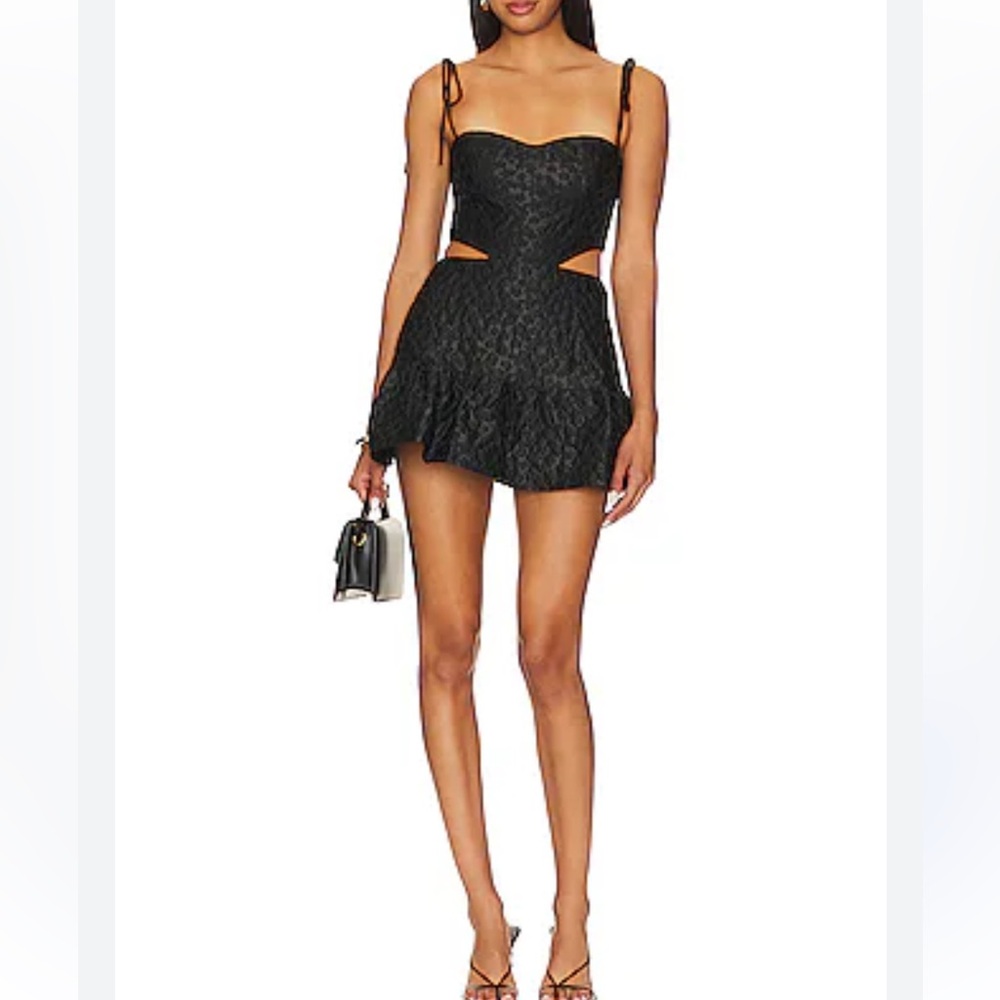 Amanda Uprichard Almare Black Textured romper in black